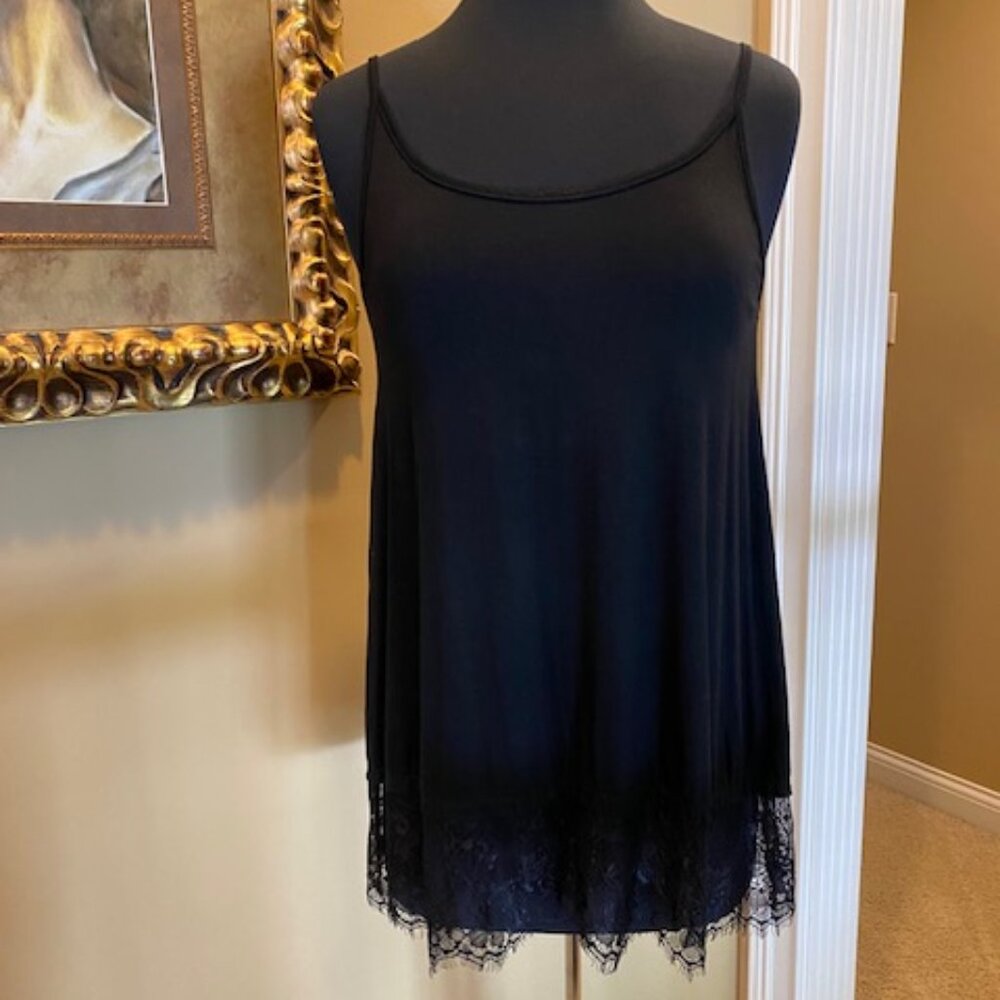 Altar'd State Long Black Camisole w/Lace Bottom